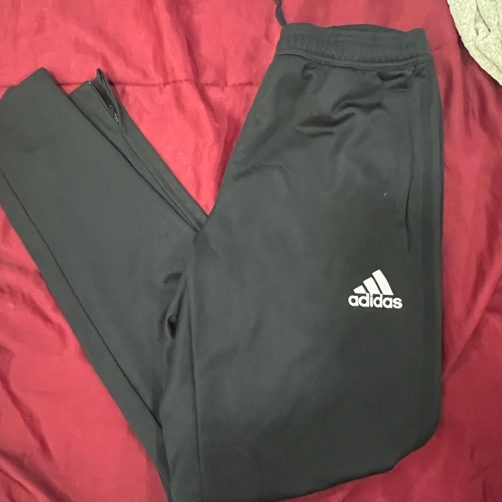 Adidas Black Sweatpants Tapered Fit Elastic Cuffs